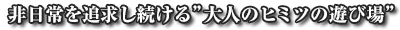 非日常を追求し続ける”大人のヒミツの遊び場”